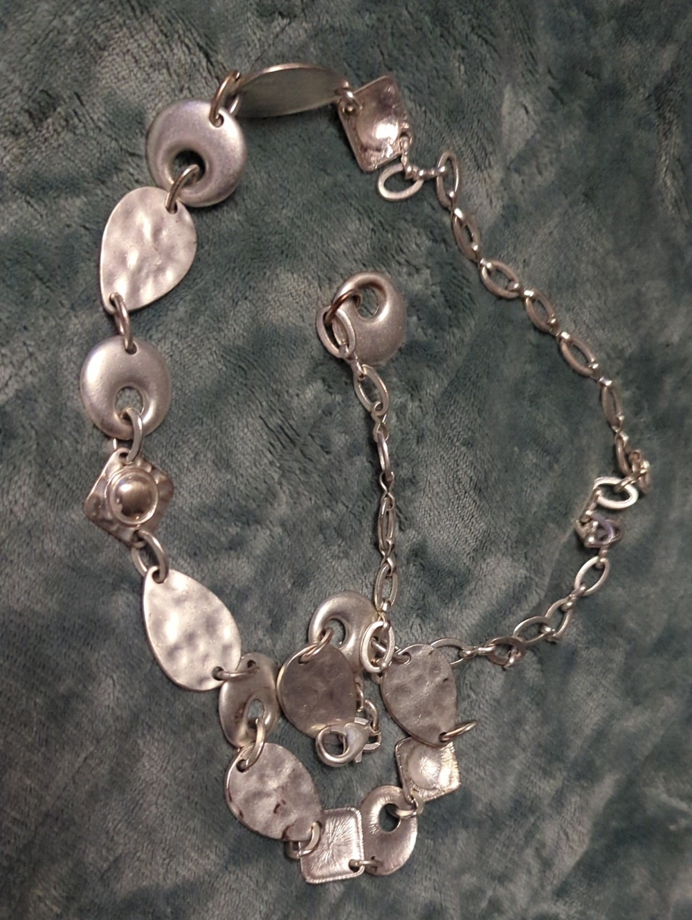49-Silver-Tone Multi Shape Link Belt - Chico's  Small size. Pre-loved